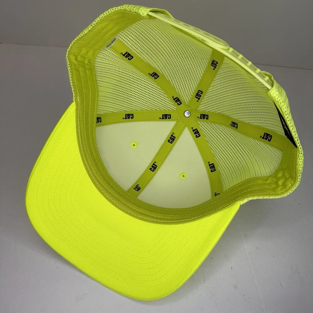 Cat Caterpillar High Visibility Neon Yellow Logo‎ Trucker Hat One Size Fits Most